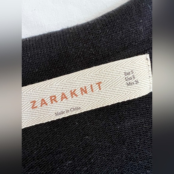 Zara Woman Knit Dress w/ Ruffled V Collar - Picture 2 of 4